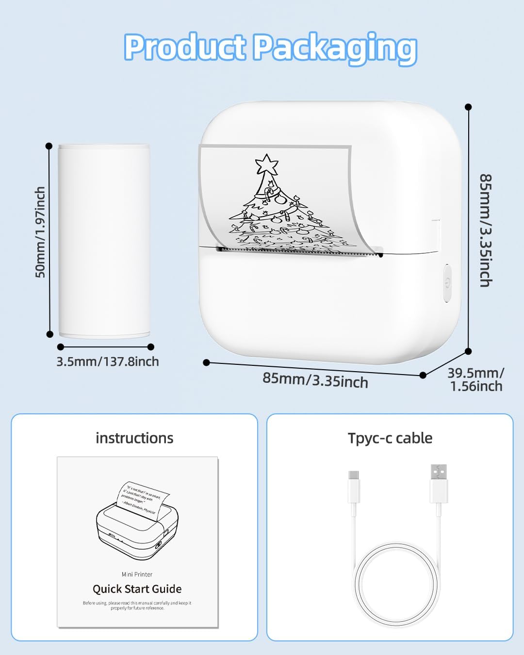 Phomemo Aufkleber Drucker - Mini Fotodrucker, M02X Kabellos Bluetooth Thermischer Mobiler Drucker, T