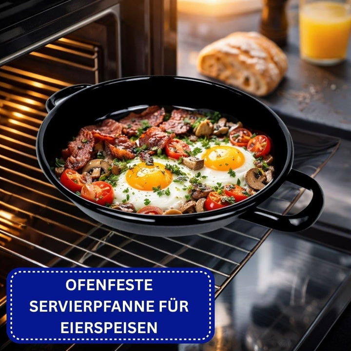 Riess Eierpfanne 22 cm Emaille – Servierpfanne -Omlettpfanne – ideal für Induktion- Eier-Pfanne krat