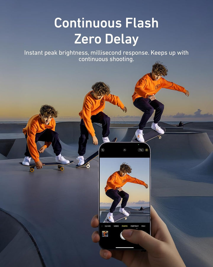 TELESIN 2-in-1 Magnetische Selfie- & Blitzleuchte für iPhone, 5000 Lux MagSafe Ringlicht, 2500K–6500
