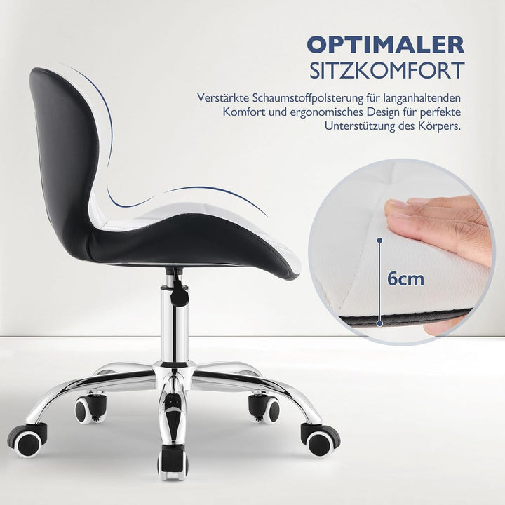 CLIPOP Bürostuhl ohne Armlehne, Drehstuhl 360°, Schreibtischstuhl mit Rollen, höhenverstellbar, bis