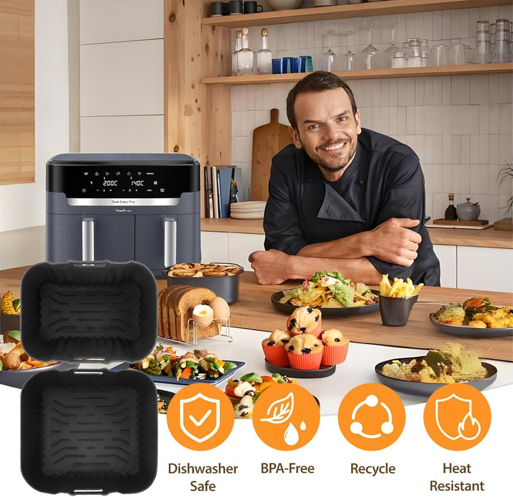 Silikonform Heissluftfritteuse Zubehör für Tefal Dual Easy Fry XXL EY942BE0 Doppelkammer 11L 6,5/4,5