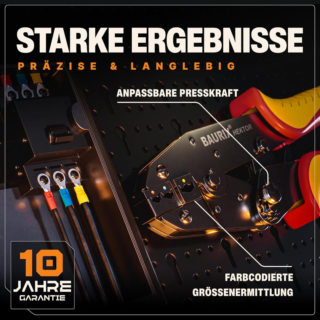 BAURIX® Crimpzange Set – PERSEUS Aderendhülsenzange mit 1800 Aderendhülsen, HEKTOR Kabelschuh Zange