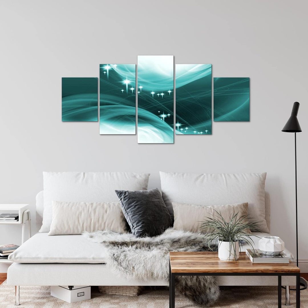 Runa Art Wandbilder Abstrakt 5 Teilig Bild auf Vlies Leinwand Deko Wohnzimmer Schlafzimmer Diamant T