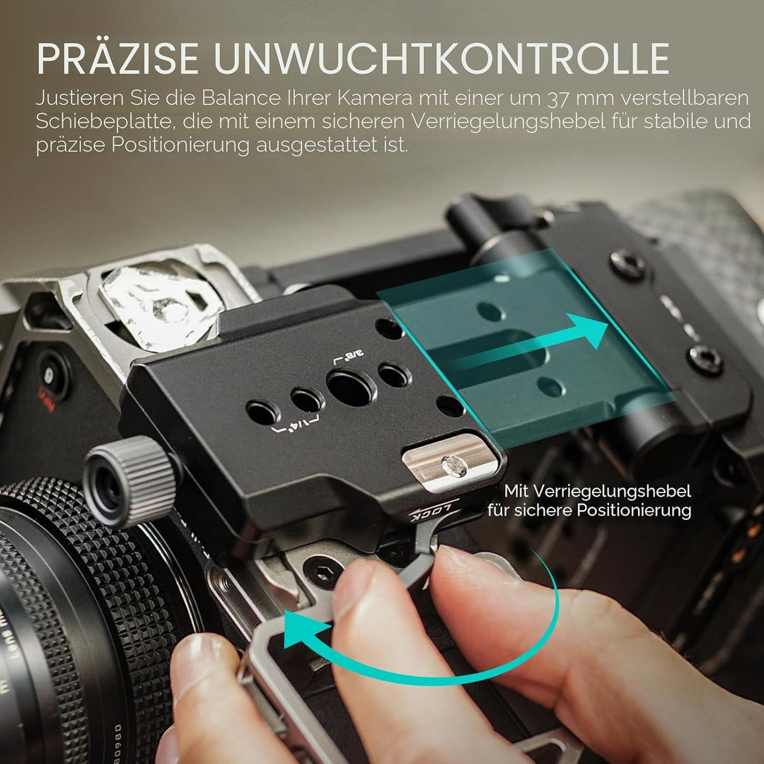 Tilta Verstellbarer ARCA-Empfänger für Mini PD V-Mount-Akkuplatte - Schwarz TA-BTP4-AR-B Nur ARCA-Em