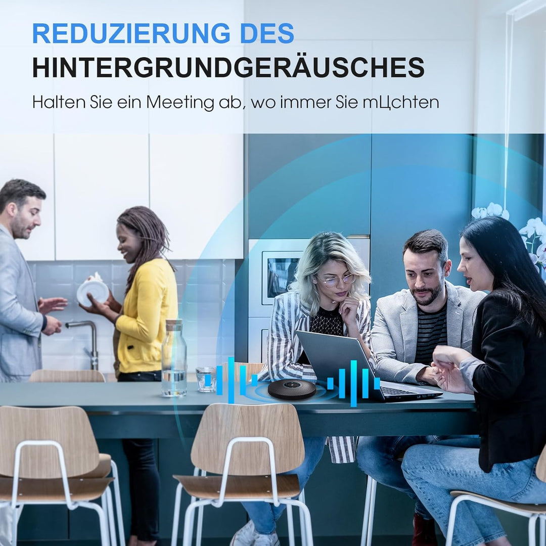 EMEET M2 Bluetooth Konferenzlautsprecher - USB Speakerphone mit 4 AI-Mikrofon, 360º Spracherkennung,