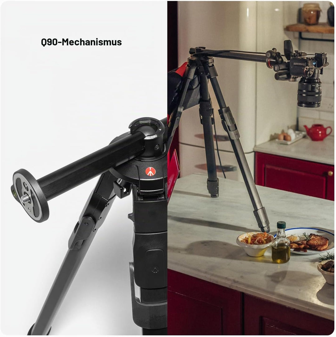 Manfrotto ONE Photo, Aluminium-Stativ,12 kg Tragkraft, 90° Horizontalsäule, XTEND-Beine für schnelle