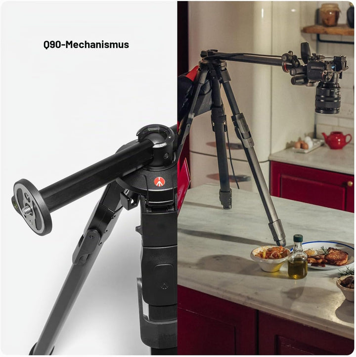 Manfrotto ONE Photo, Aluminium-Stativ,12 kg Tragkraft, 90° Horizontalsäule, XTEND-Beine für schnelle