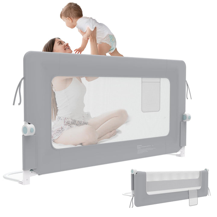 YUENFONG 150cm Bettgitter Bettschutzgitter Rausfallschutz für Kinder, Höhenverstellbar 72 bis 96cm K