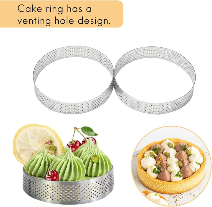 Pvczool 10 StüCk Runde Torten Ringe mit LöChern Edelstahl Kuchen Quiches Kuchen Mousse Form KüChe Ba