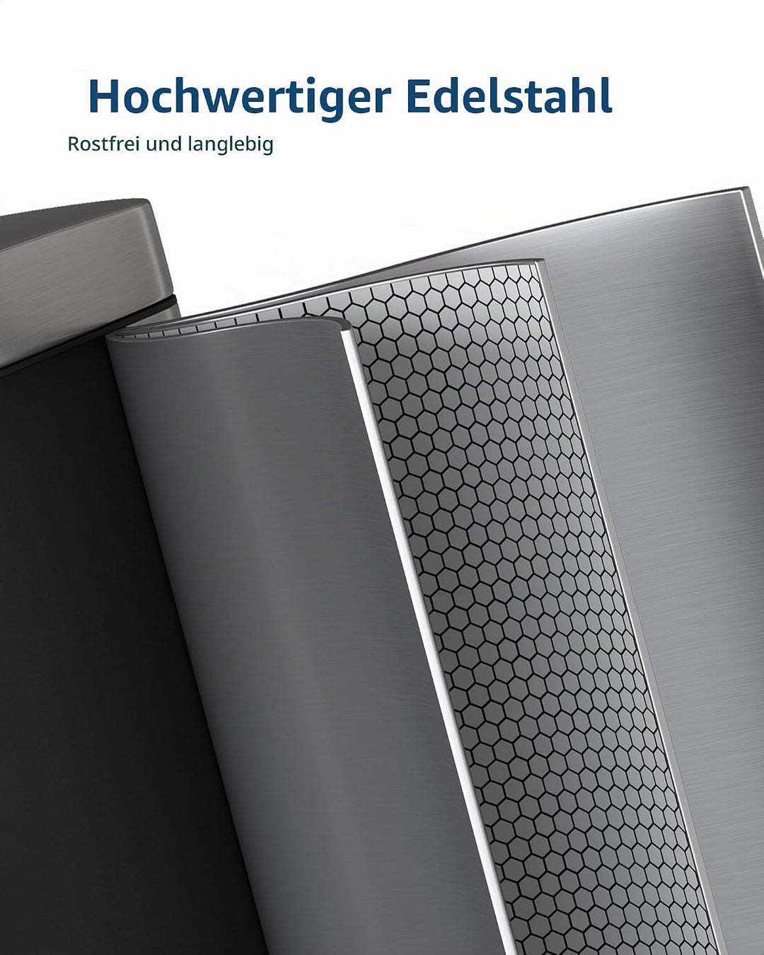 GarveeHome 10 Liter badezimmer mülleimer aus Edelstahl mit Deckel, schlankes und wasserdichtes Desig
