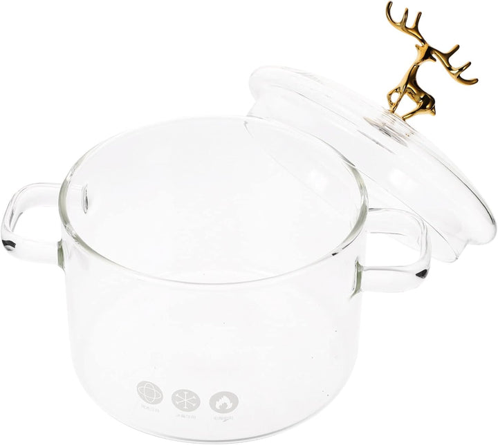 MAGICLULU Glastopf Mit Deckel 3L Borosilikatglas Suppentopf Transparent Kochtopf Mit Hitzebeständige