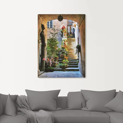 ARTland Leinwandbilder Wandbild Bild auf Leinwand 45x60 cm Gemälde Architektur Blumen Italien Städte