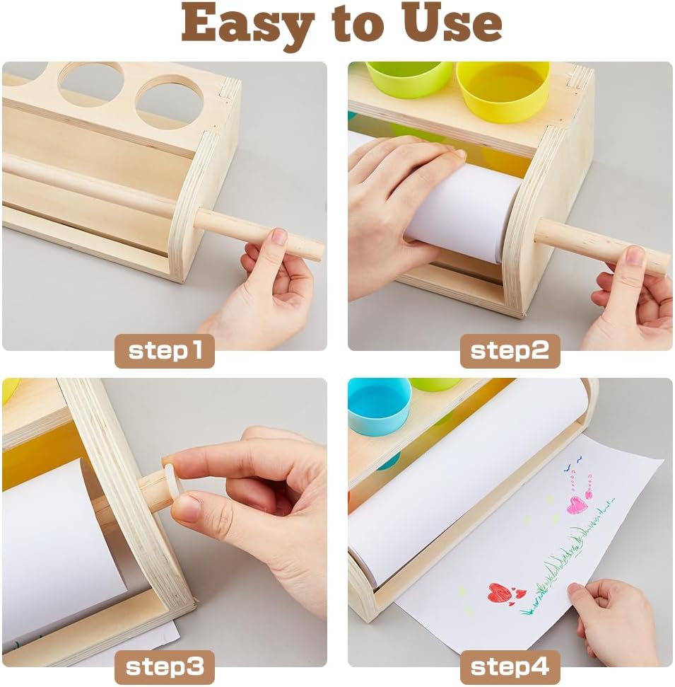 DICOSMETIC Holzpapierrollenhalter Inklusive 4 Stück 4 Farben Kunststoff Stifthalter Und 1 Rollen 11.