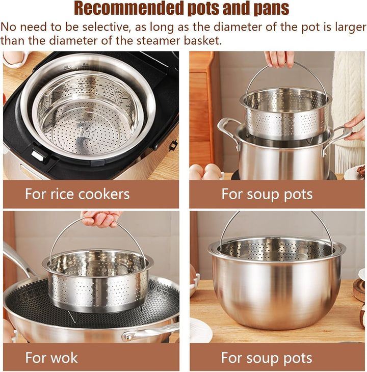 Dampfkorb Einsatz,Edelstahl Dampfgarer Dampfeinsatz für topf, Dünsteinsatz Dampfgarer Topf mit Griff