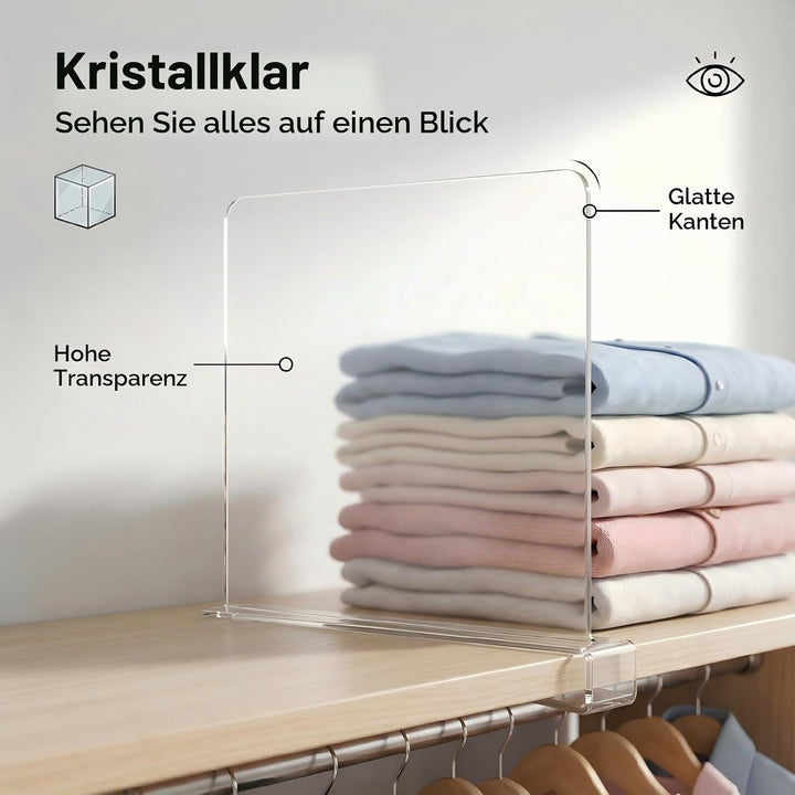12 Stück Transparente Acryl Regaltrenner: Multifunktionaler Kleiderschrank Organizer - 30 x 20 cm Re