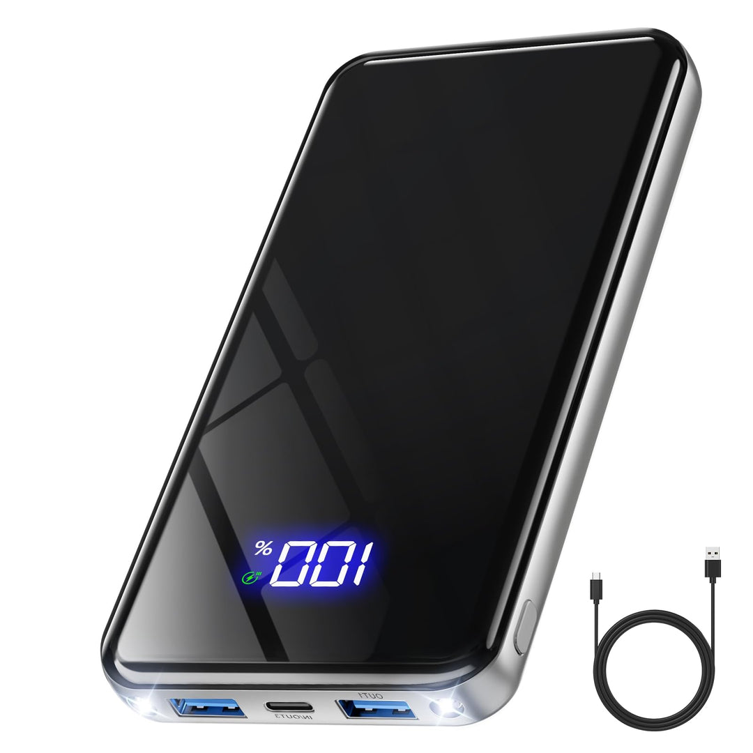 Power Bank,26800mAh Powerbank USB-C 25.5W Grosse Kapazität Tragbarer Externer HandyAkkus,Taschenlamp