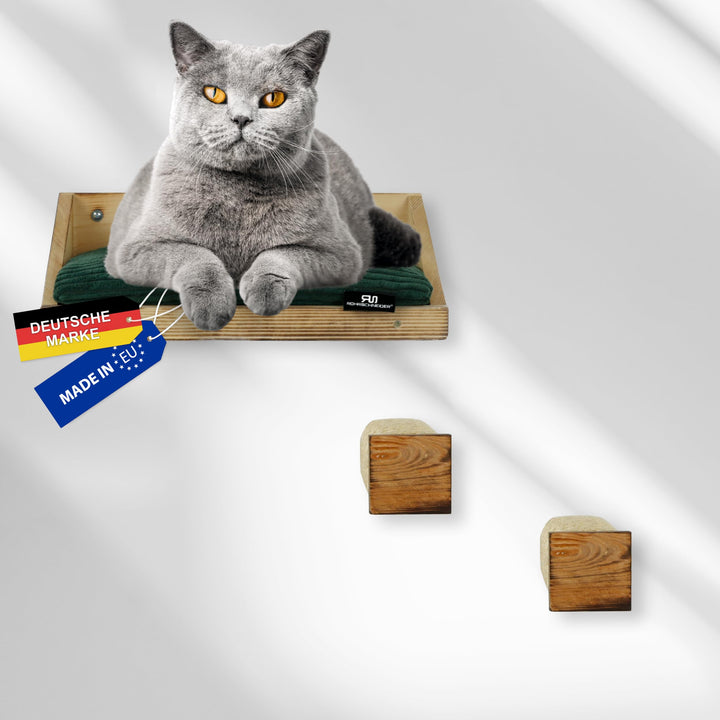 Rohrschneider Katzen Wandelemente | 3-TLG. Kletterwand Katzen mit waschbarem Katzenkissen und Katzen