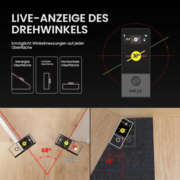 MiLESEEY D9 Pro Laser-Entfernungsmesser mit visueller Ausrichtungsanzeige, 100m professionelles Lase