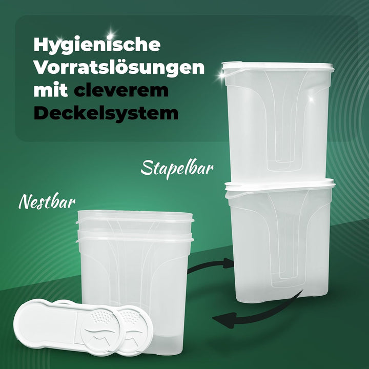 Novaliv Schüttdosen 12er SET Vorratsdose zum Streuen 2,4 Liter - Masse (LxBxH): 22 x 21 x 8,5 cm - D