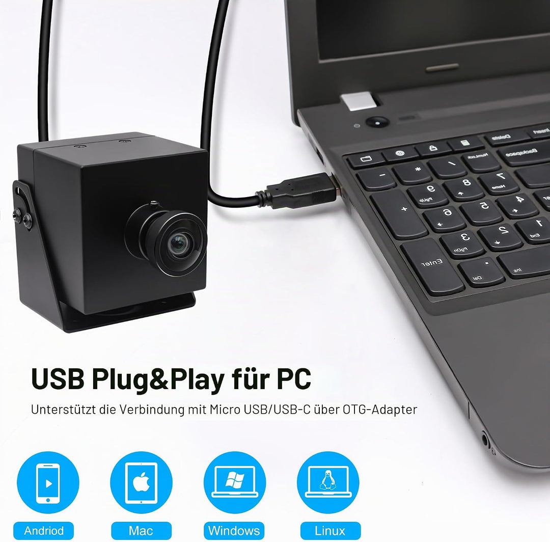 Svpro 4K Webcam HDMI USB Dual Output für Computer/Monitor/Projektor/TV, Weitwinkel Kamera Verzerrung