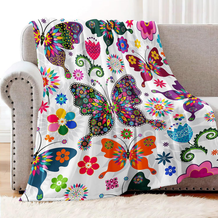 YISUMEI Decke 125x150 cm Kuscheldecken Sanft Flanell Weich Fleecedecke Bettüberwurf Bunter Schmetter