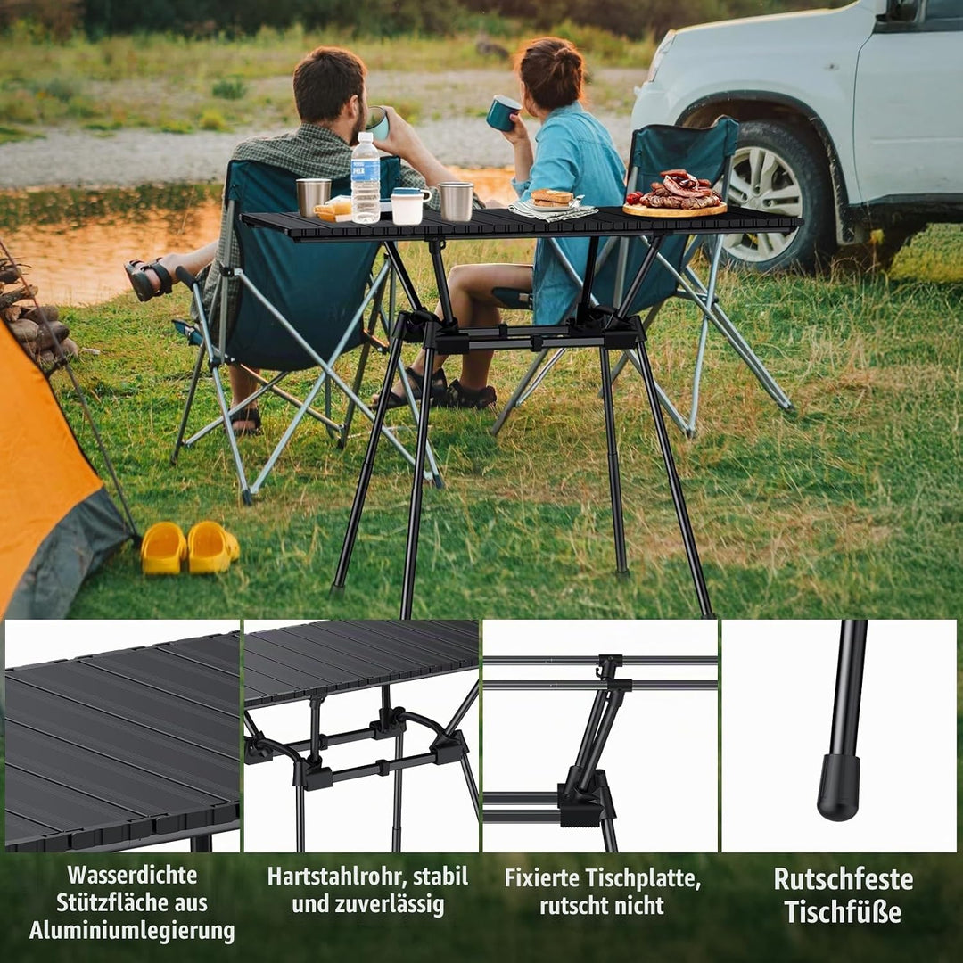 GARLLEN Campingtisch klappbar, 89x40,5cm &amp; 4 höhenverstellbar Klapptisch Aluminium Leicht Mehrzweckt