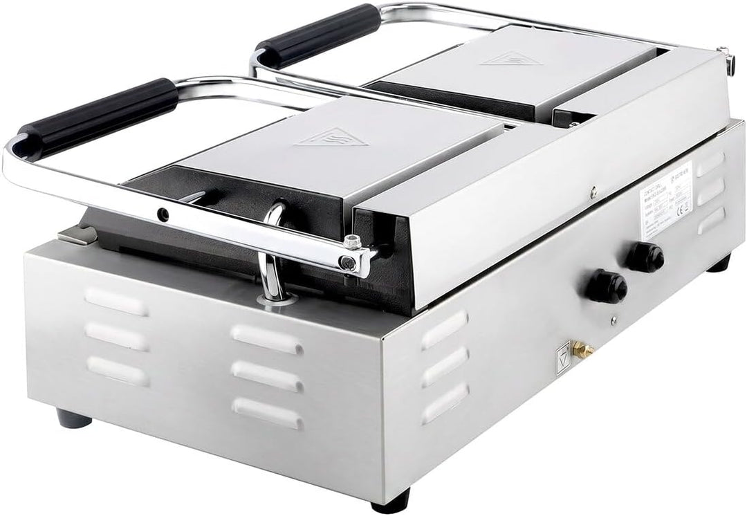 GastroHero Kontaktgrill ECO Doppel Kontaktgrill gerillt 3,6 kW Panini Grill Gastro Grill Sandwichgri