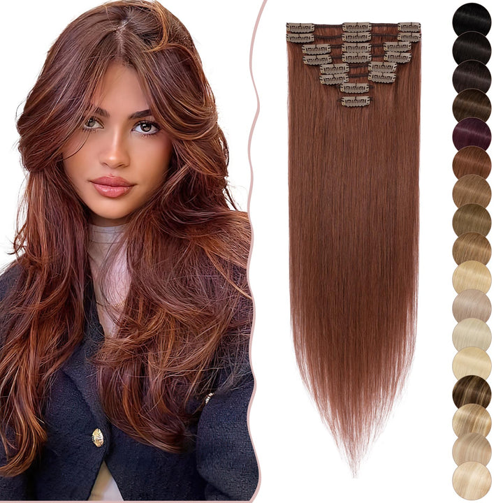 SEGO Clip in Extensions Echthaar 8 Tressen Haarverlängerung günstig Haarteil 100% Remy Human Haar dü