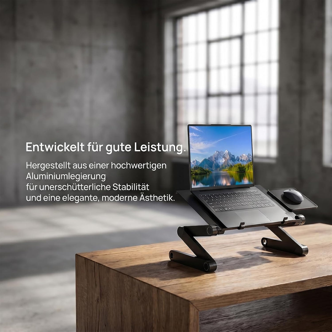 Ideal Swan Laptoptisch, Höhenverstellbar Faltbarer Laptop Ständer, 18,9" Laptop Tisch mit Mausplattf