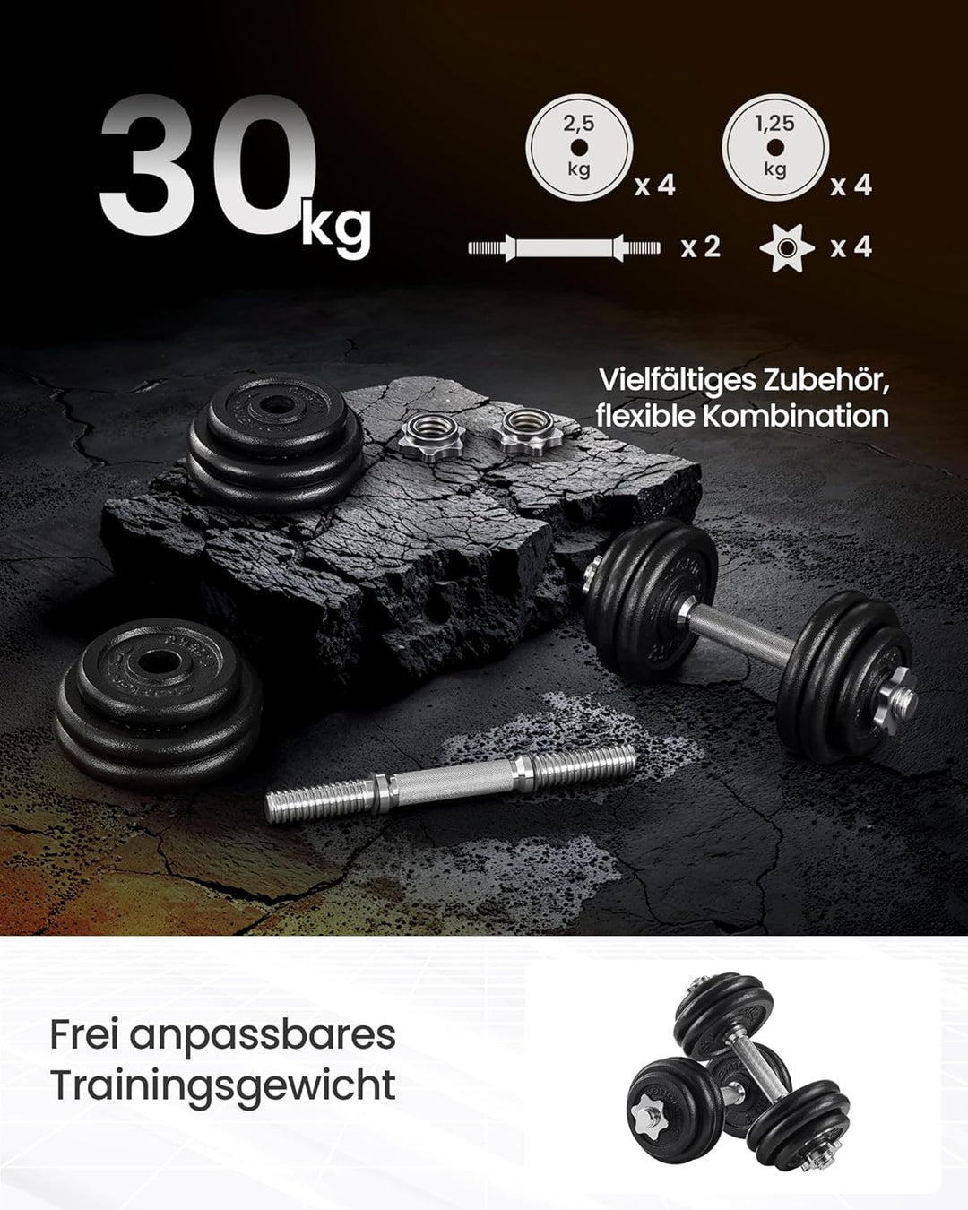 SONGMICS Hanteln, Hantelset aus Gusseisen, verstellbar, für Männer und Frauen, Workout, Fitnesstrain