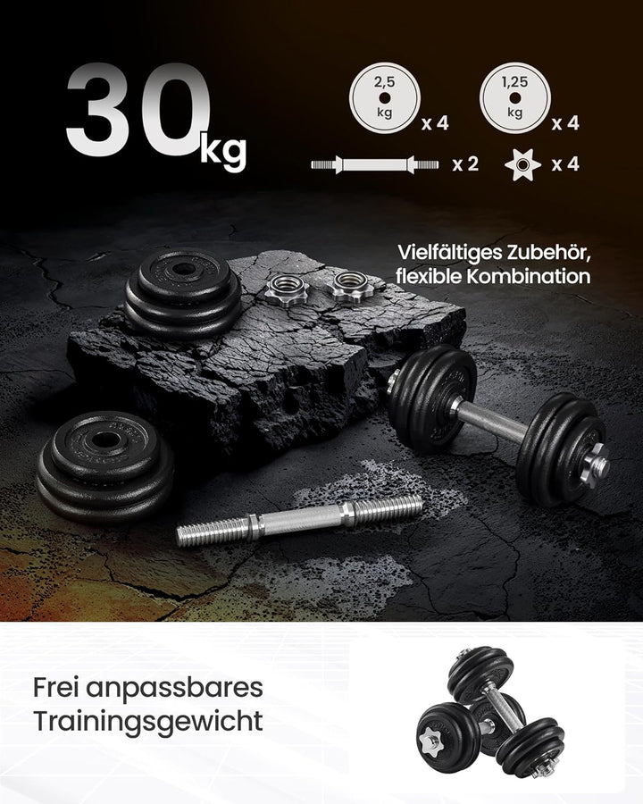 SONGMICS Hanteln, Hantelset aus Gusseisen, verstellbar, für Männer und Frauen, Workout, Fitnesstrain