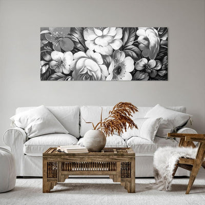 Wandbilder Dekoration Wohnzimmer Blume Blumenstrauss Blatt Panorama Bilder auf Leinwand 120x50cm Lei