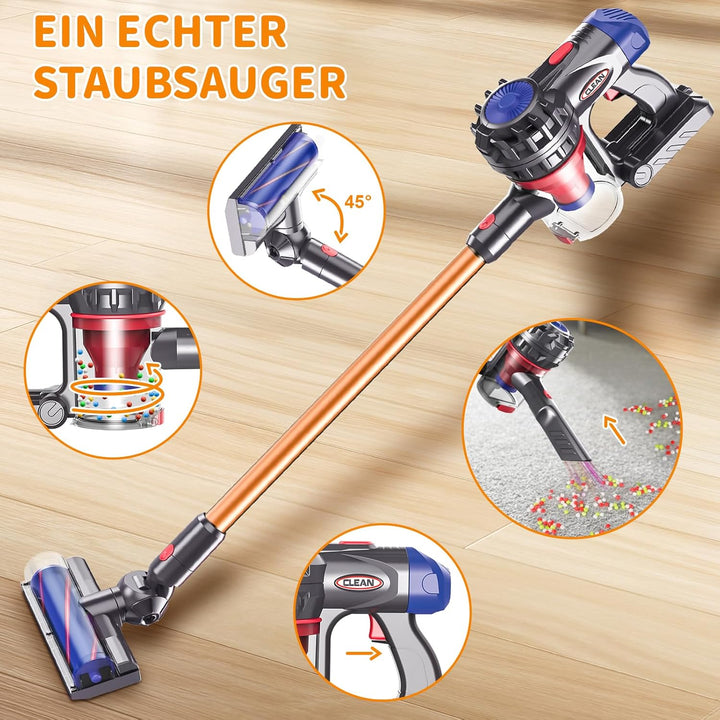 Spielzeug Staubsauger für Kinder, 3-in-1 Staubsauger Spielzeug Set, Realistischer Kinderstaubsauger