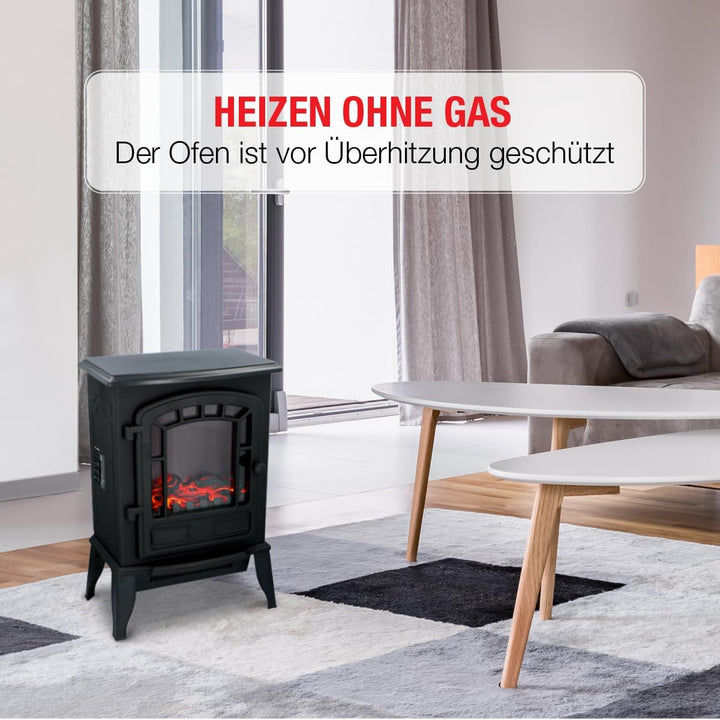 Classic Fire 'Torino' - Elektroheizung mit Kaminfeuer Effekt - 2000W, 22417, Torino - Schwarz, 25x39