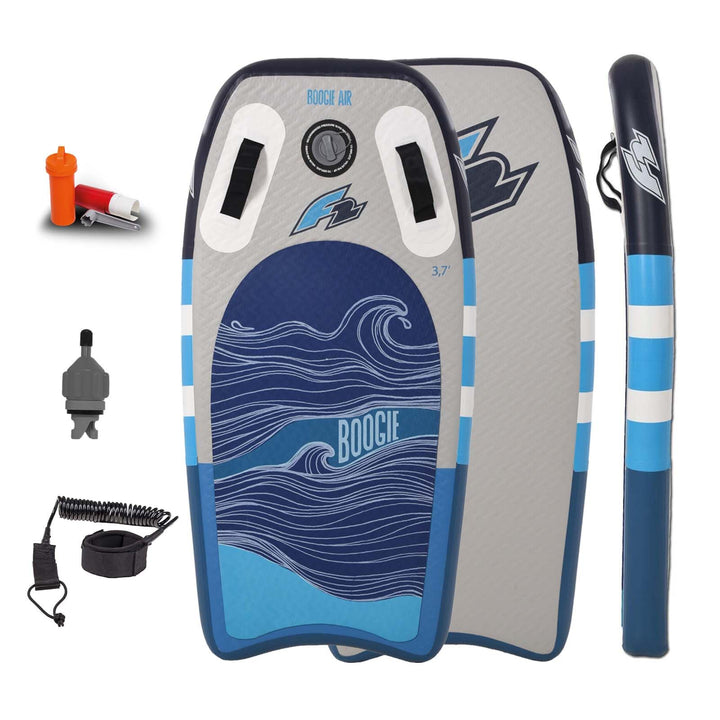 F2 Inflatable Body Board aufblasbares Boogie Board Air 3,7 Blau für Kinder und Erwachsene Skimboard
