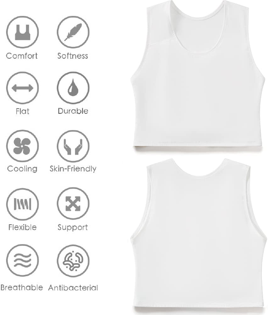 XUJI Transgender FTM Trans Atmungsaktive Halb Brust binder S Weiss, S Weiss