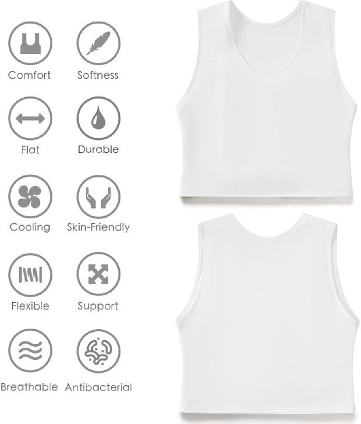 XUJI Transgender FTM Trans Atmungsaktive Halb Brust binder S Weiss, S Weiss