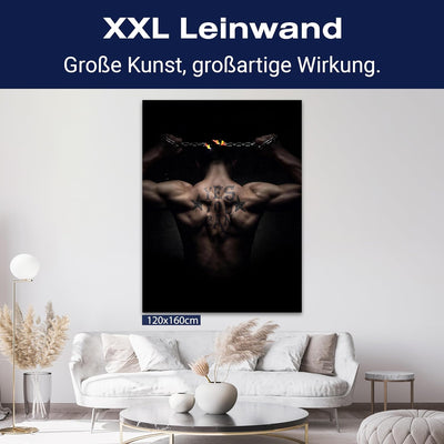 wandmotiv24 Leinwand-Bilder Motivation, Grösse 80x60cm, Hochformat, Yes You can, Kette, Mann, Muskel