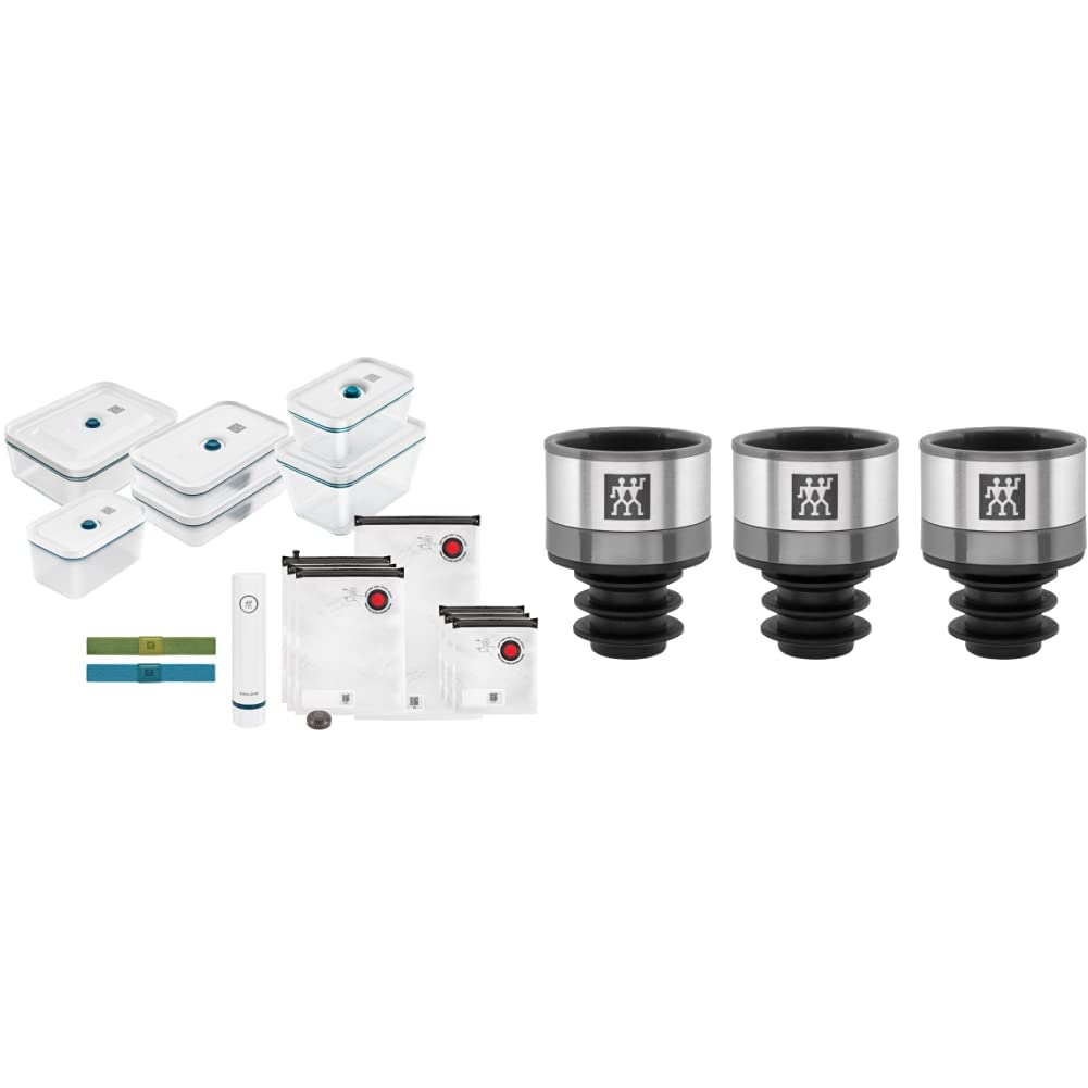 ZWILLING Fresh &amp; Save Vakuum Starterset, Glas, 16-tlg., La Mer Weiss &amp; Fresh &amp; Save Vakuum Weinversc