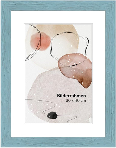 WANDStyle Bilderrahmen Strandhaus Stil 30x42cm DIN A3 I Farbe: Blau I Fotorahmen I rustikaler Holzbi