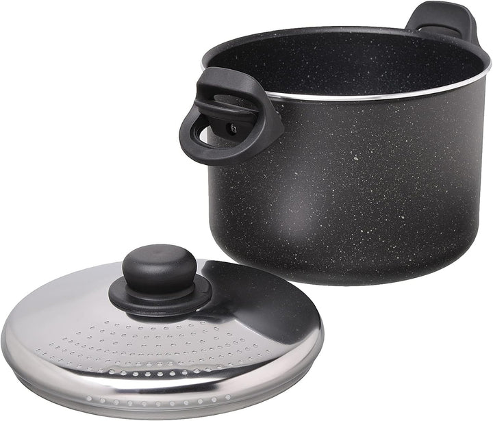 Moneta Etnea Nudelkocher mit verschliessbarem Deckel, Spaghettipfanne, spülmaschinenfest, 22 cm Sing