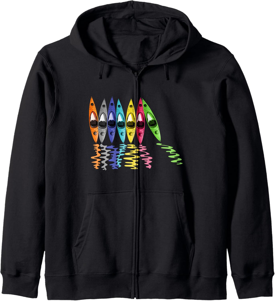 Bunte Kajaks Outdoor Adventure Kajakfahren Kapuzenjacke