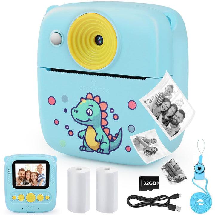 Kinderkamera Sofortbildkamera, 48MP Sofortbildkamera Kinder mit 32GB Karte & Druckpapier, 1080P Digi