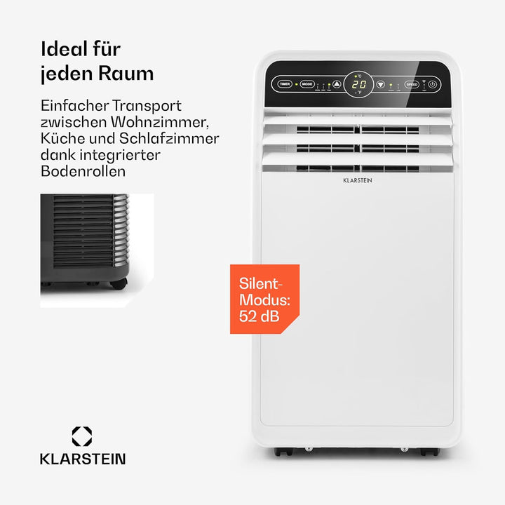 Klarstein Mobile Klimaanlage mit Abluftschlauch, 4-in-1 Klimagerät, Ventilator, Luftentfeuchter & Na