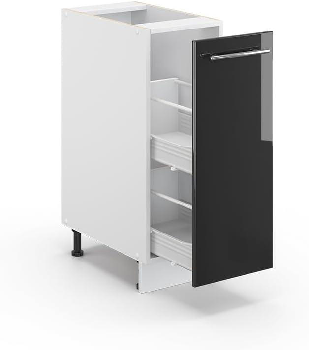 Vicco Apothekerschrank Fame-Line, Anthrazit Hochglanz/Weiss, 30 cm, AP Marmor Anthrazit Hochglanz Ap
