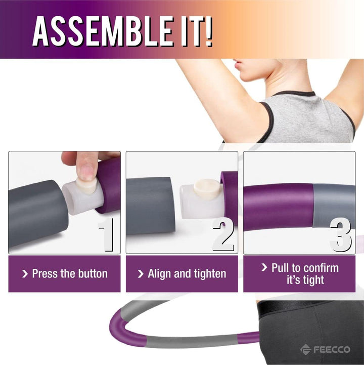 FEECCO Hula Hoop Reifen Erwachsene - hullahub Reifen zum Abnehmen Lila 1,5 kg, Lila 1,5 kg
