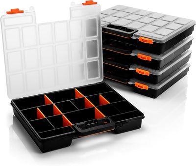 BigDean 5 Stück Sortimentskasten stapelbar 38x33x6cm praktische Sortierbox mit 16 Fächern – Werkzeug