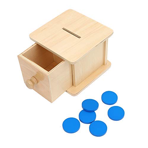 Adena Montessori Münzbox Holz für Babys– Motorikspielzeug ab 6 Monate – Lernspielzeug zur Förderung