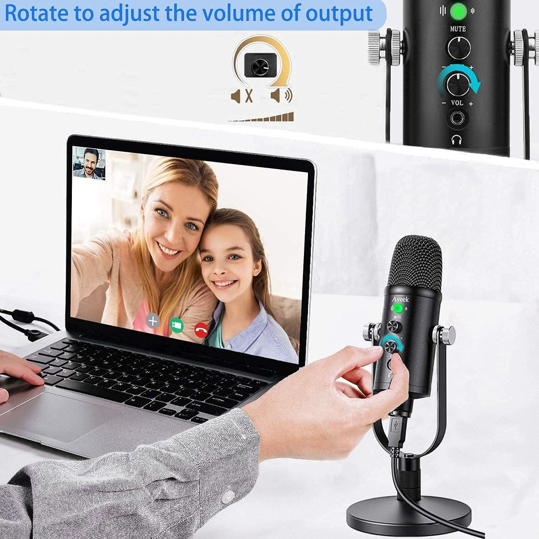 USB Mikrofon für PC und Telefon, Kondensator Mikrofone mit Stabiler Ständer und Lärmminderung für Co