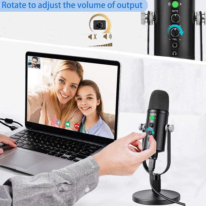 USB Mikrofon für PC und Telefon, Kondensator Mikrofone mit Stabiler Ständer und Lärmminderung für Co